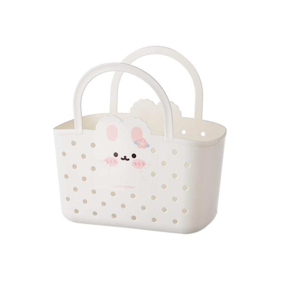 

Large Capacity Storage Basket Soft Material Handheld Basket Bath Basket Household Storage білий