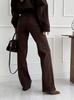 Puffanpop Women's High Waisted Stretchy Flare Jeans Chocolate Brown High Rise Bootcut Denim Pants Slim Fit Bell Bottom Trousers for Casual Daily Wear