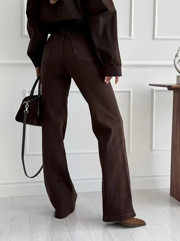 Puffanpop Women's High Waisted Stretchy Flare Jeans Chocolate Brown High Rise Bootcut Denim Pants Slim Fit Bell Bottom Trousers for Casual Daily Wear