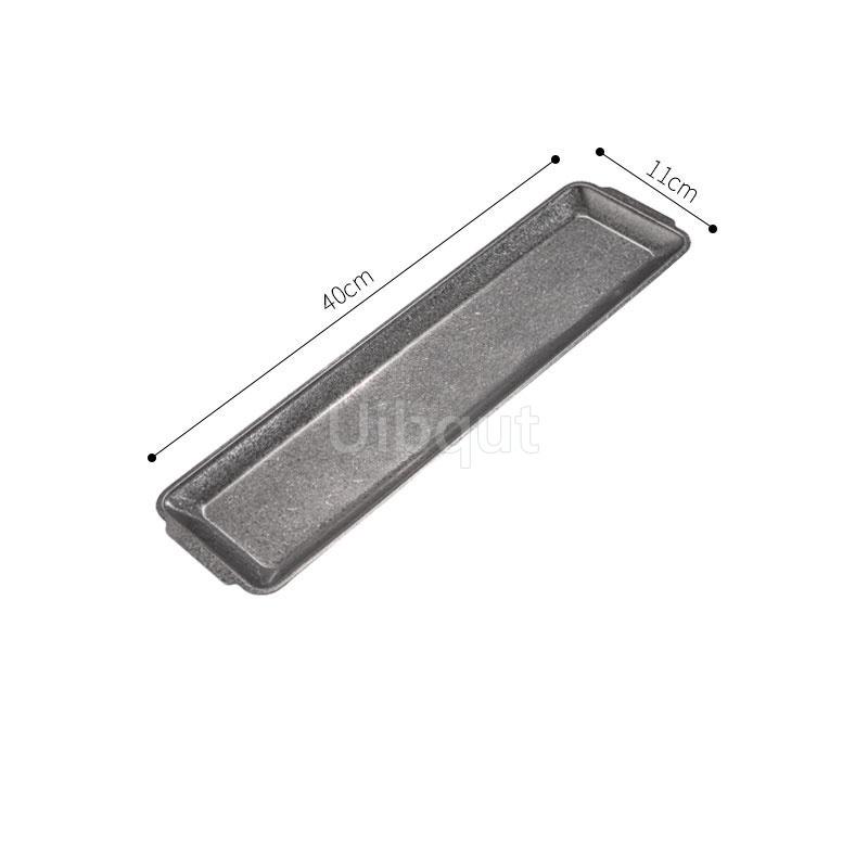 Distressed classical Stainless Steel Retangle Trays Dish Plate BBQ Pans Retro Western Steak Tray Kitchen Tableware Storage Plate