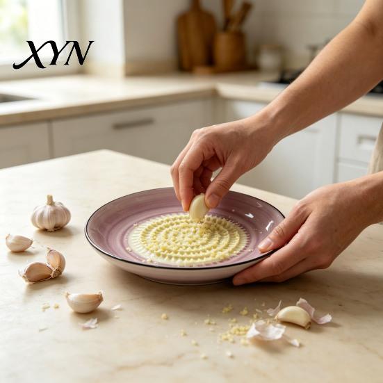 Compact Ceramic Grinding Bowl Garlic Grater Bowl, Multifunctional Ginger Mincer Plate Herb And Cheese for Food, Spanish Tomato Roaster Dish,