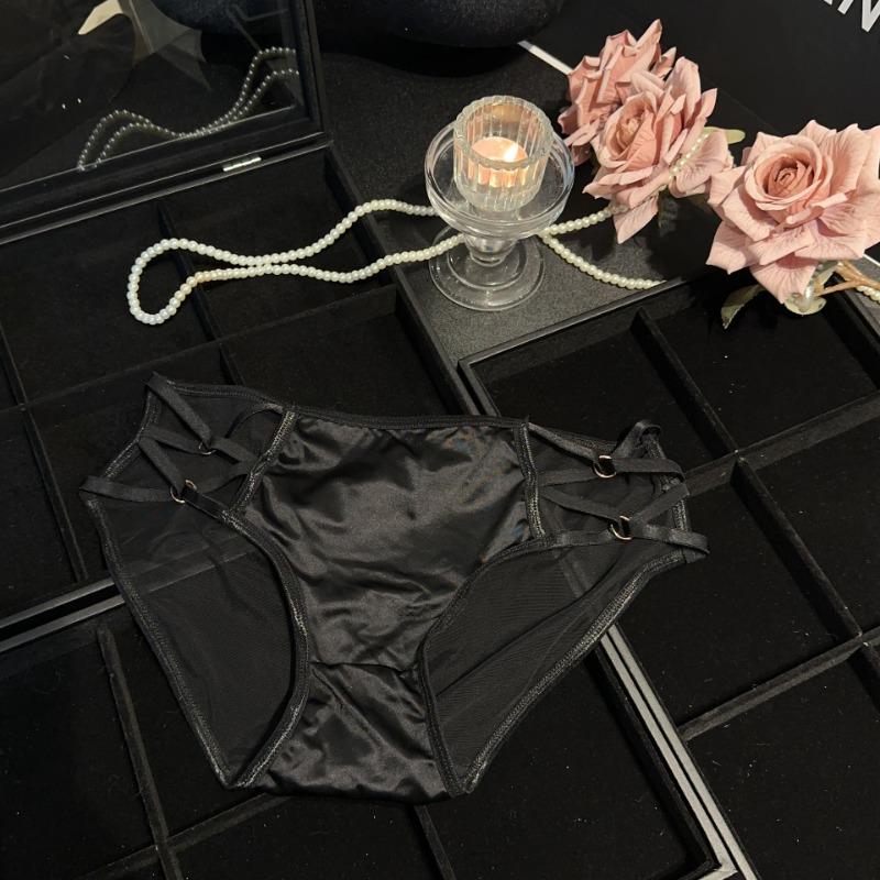 Damen Sexy Spitze Gekreuztes Feines Band Satin Atmungsaktives Mesh Höschen