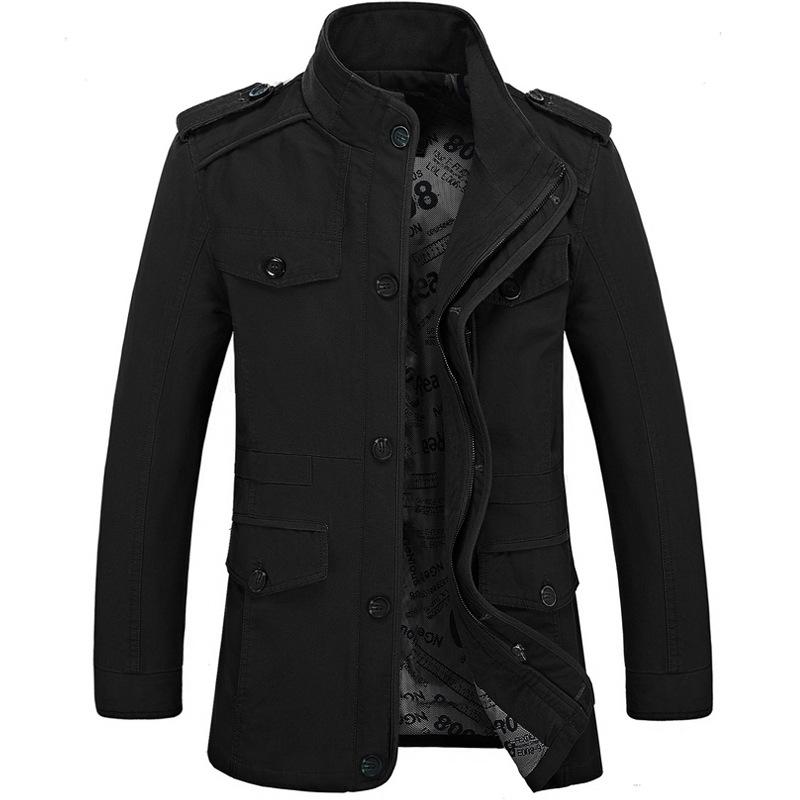 Plus Size Men's Mid-Length Spring/Autumn Windbreaker - Casual Middle-Aged Jacket