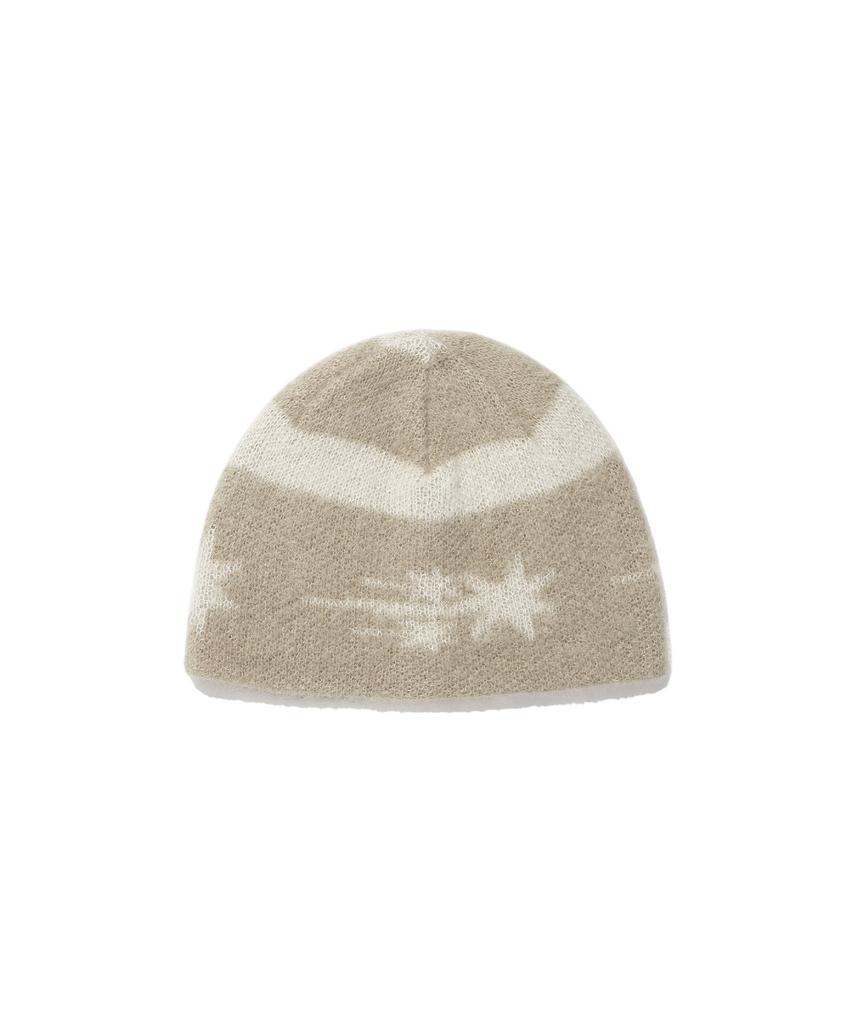 NICEGHOSTCLUB Stripe 3Star Logo Mohair Beanie_Beige(Ng2Efuab20A)