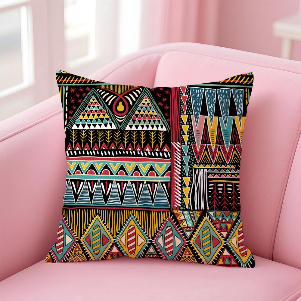 Traditional Chinese Ethnicstyle Geometric Patterns Cushion Cover Pillow Case Soft Skin Friendly Fabric  Concealed Zipper