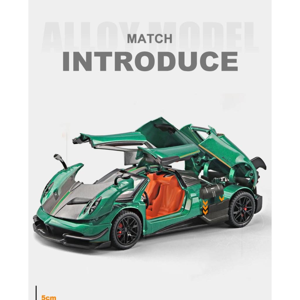 1/24 Pagani Huayra BC Supercar Alloy Die Cast Toy Car Model Sound and Light Pull Back Children's Toy Collectibles Birthday Gift