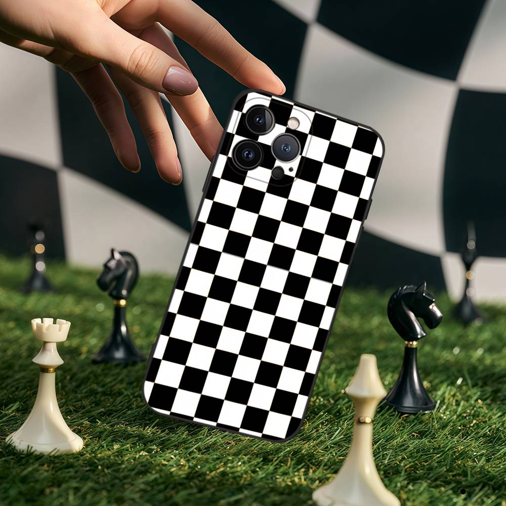 

Black And White Chessboard Pattern Phone Case TPU Phone Case For Iphone17 Air 16 15 14 13 12 11 Pro Max Plus iPhone 13 pro