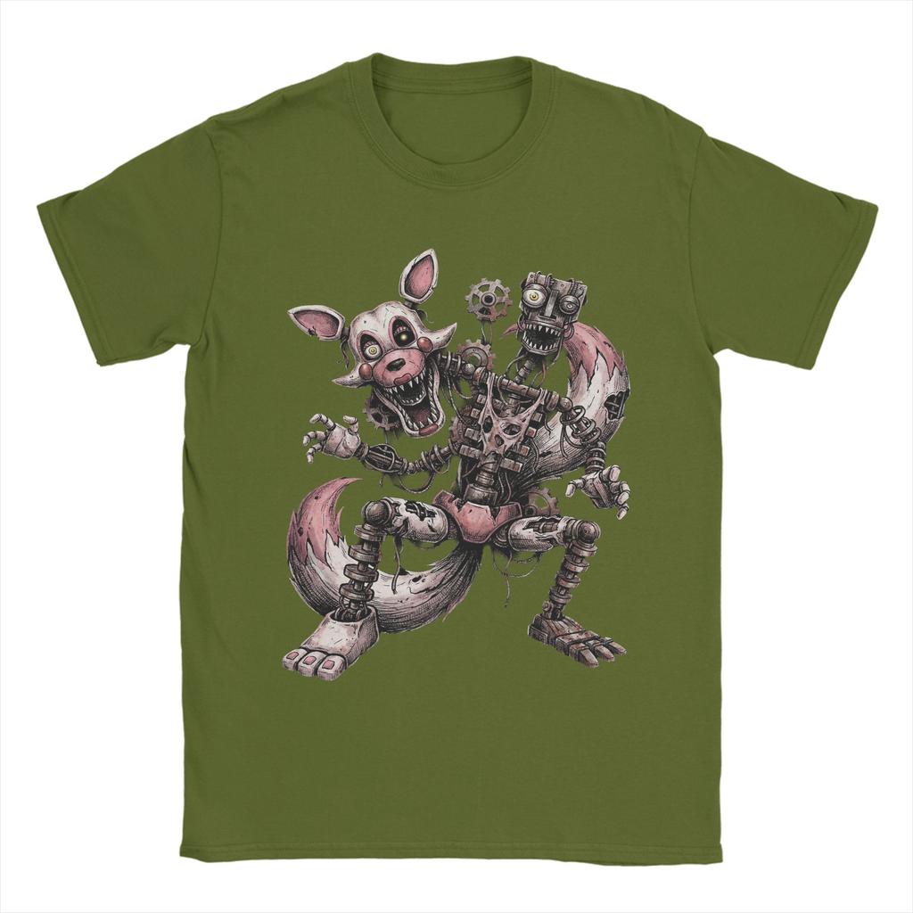 Mangle White Fox Pink Accents Horror Icon Freddyed Bonnie Game TShirts for Men Humor Pure Cotton Tee Shirt T Shirts Summer Tops