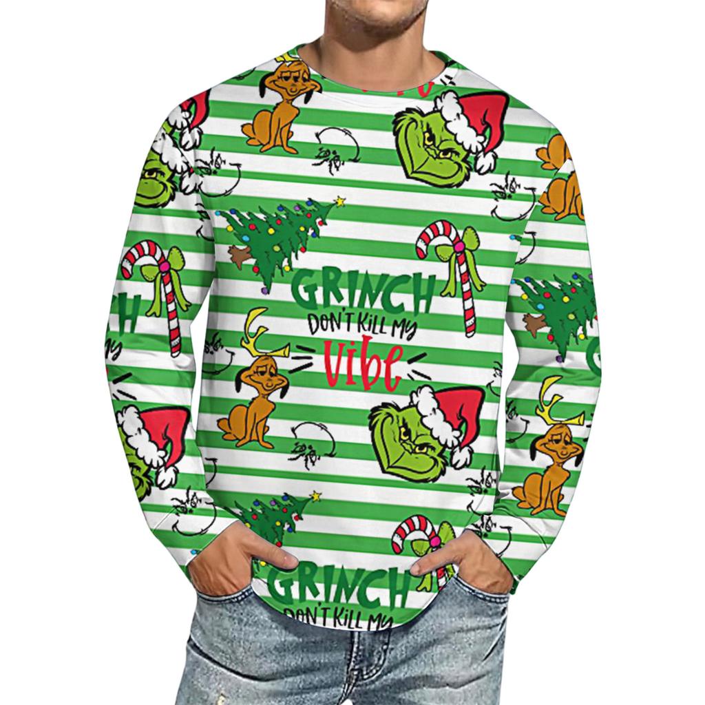 Men's Christmas Printed Imitation Cotton Long-sleeved Shirt