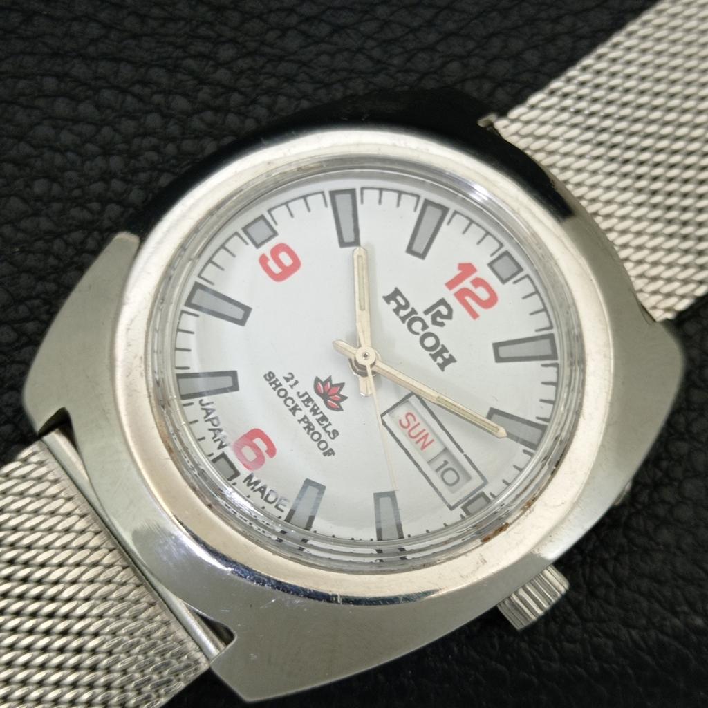 AUTOMATIC VINTAGE RICOH R31 JAPAN MENS WHITE COLOR DIAL WATCH A707737-1