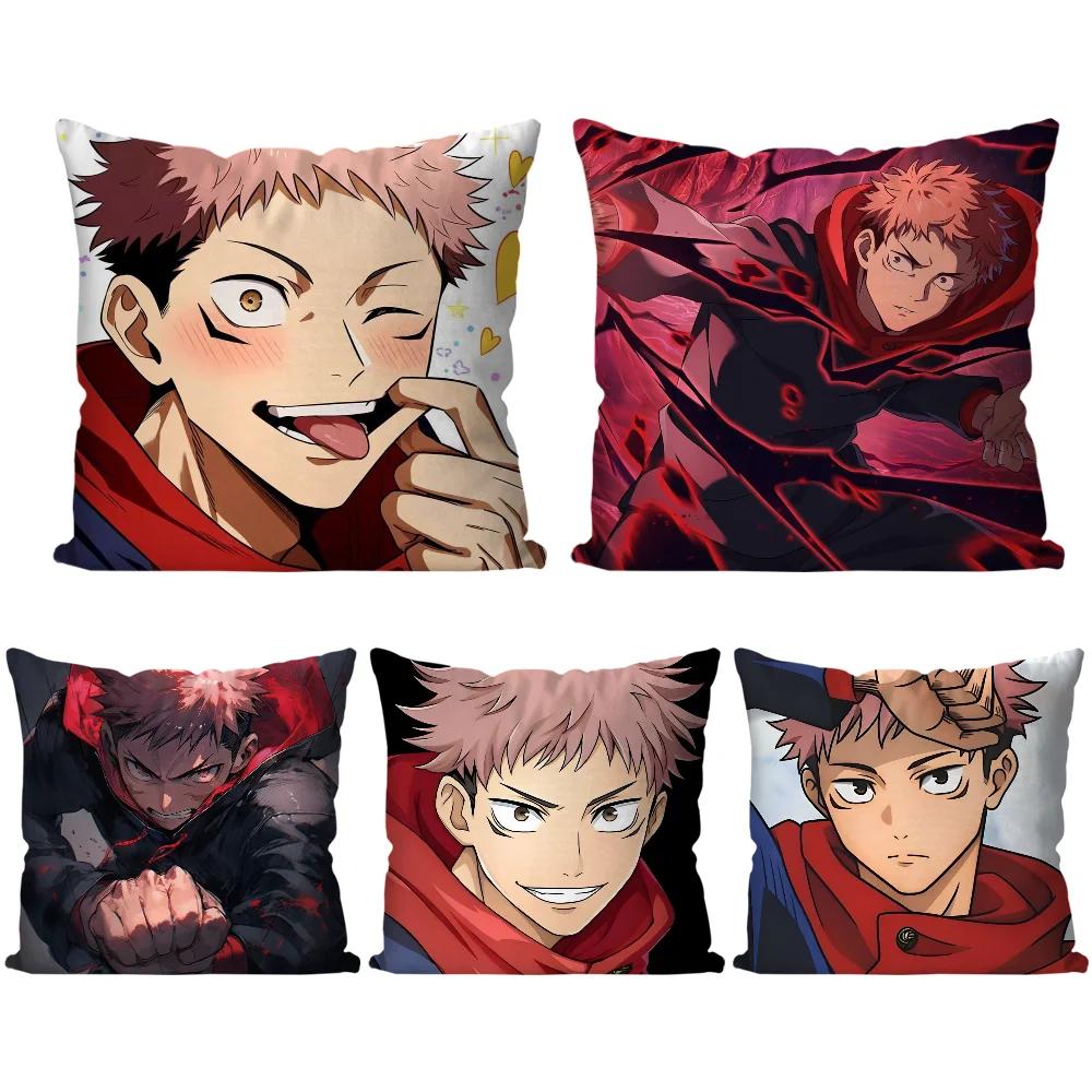 Itadori Yuji Animation Jujutsu Kaisen Pillow Case Square Pillow Bedroom Sofa Leisure ComfortCarLiving Room Home Decoration 40X40