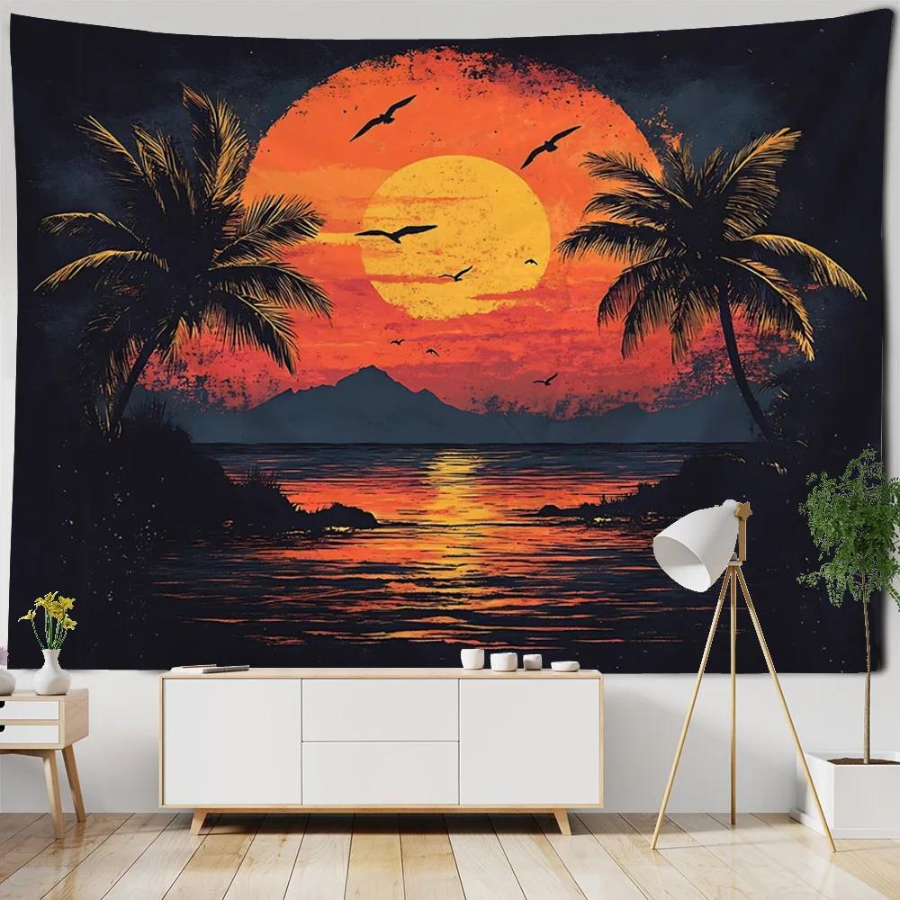 Fantasy Landscape Tapestry, Starry Home Wall Decoration, Polyester Thin Hanging Cloth, Bohemian Hippie Room Aesthetic Decoration