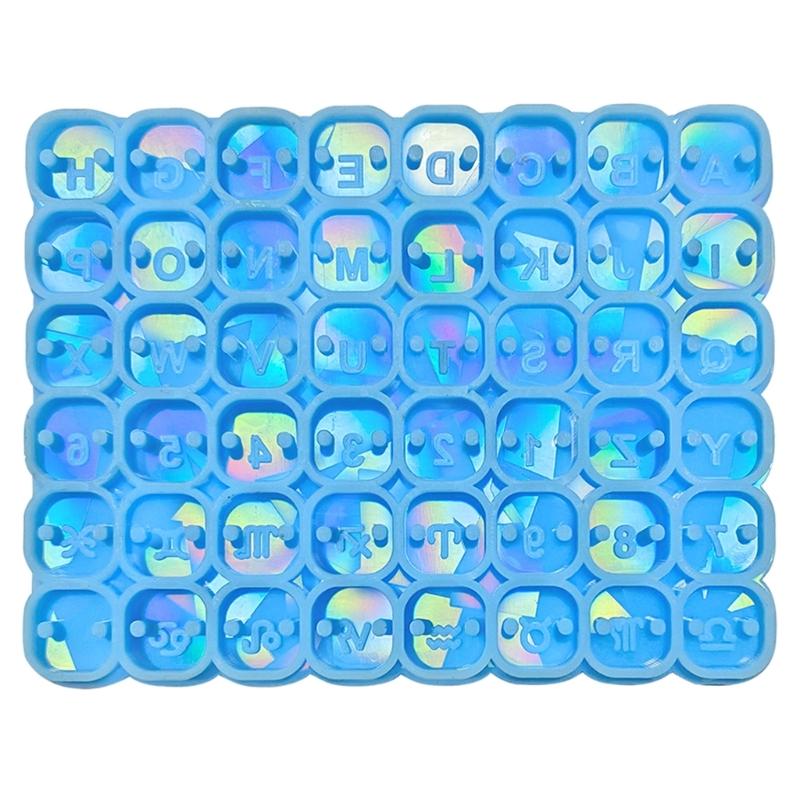 Einloch-Mini-Buchstabenform zum Basteln, holografische Buchstaben- und Zahlenform, quadratische Perlen-Silikonform zum Selbermachen, Basteln, Schmuckherstellung