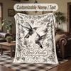 Hummingbird Garden Fantasy 3 Theme Throw Blanket Custom Name Text Personalized Blanket Soft Cozy Blanket for Home Sofa Bed