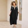 2024 Cotton Embroidered Plus Size Beach Cover-Up Dress