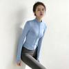 Fitness jacket women's stand-up collar zipper thumb guard sleeves high elastic nude short slim fit indoor yoga morning run fitness