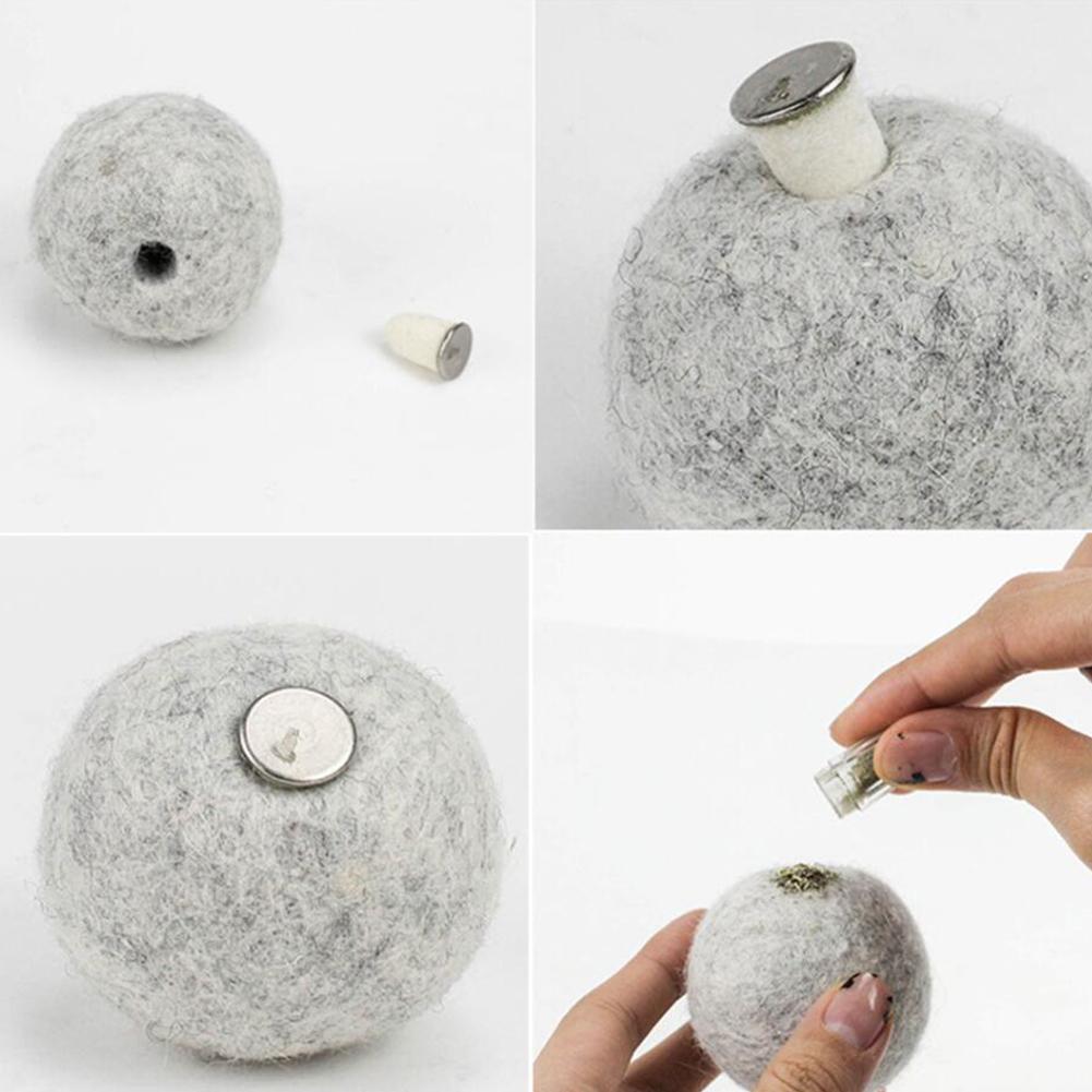 Interactive Funny Cat Ball Teaser Catnip Capsule Faux Wool Ball Catmint Chew Pet Toy