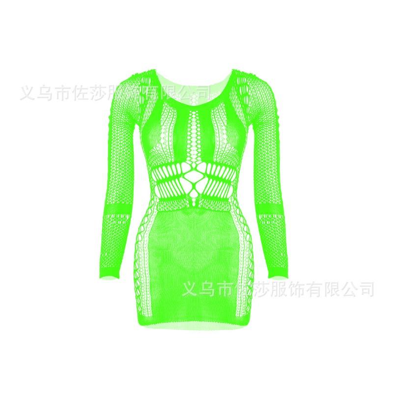 Sex Underwear New Short Skirt Hip Skirt Mesh Coat Hollow Sexy Temptation Sexy Long Sleeves
