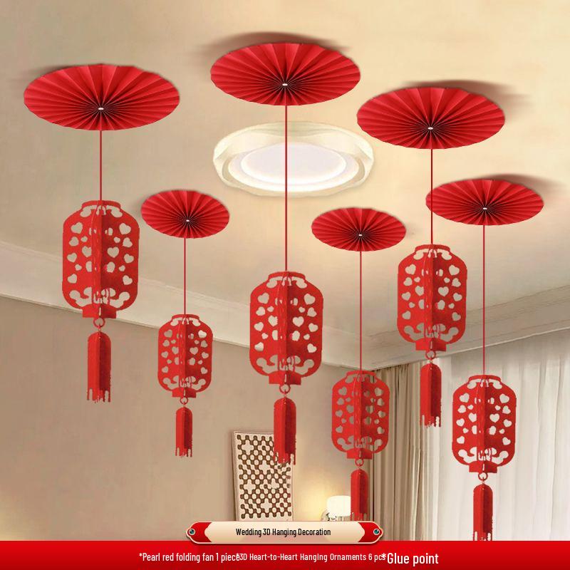 Double Happiness Flower Ornaments for Wedding Room or Ceiling Décor