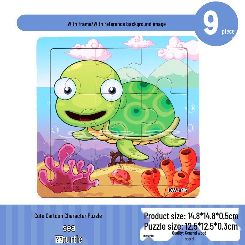 Frühpädagogisches Holztiere-Puzzlebrett für Kinder von 0-3 Jahren - 9-teiliges Lernspielzeug