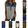Women's Casual Fashion Denim Patchwork Sleeveless Button-Down Top Vest