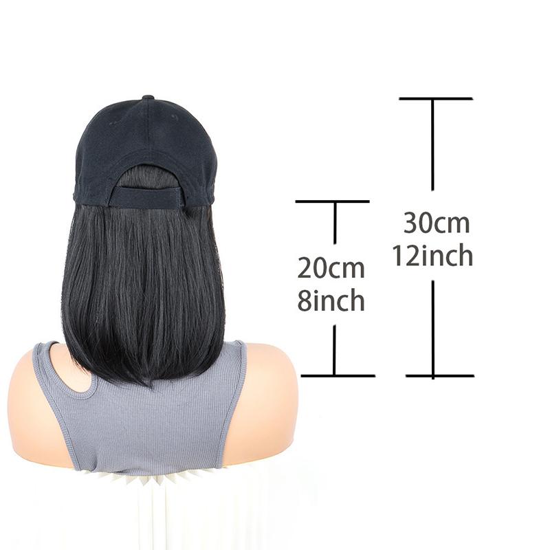 Synthetic Baseball Wig Bob Wig Black Hat Wigs Cap With Hair Naturally Connect Bob Hair Baseball Cap Adjustable