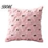 Black White Ghost Cushion Cover Halloween Cover, Plush Embroidered Throw Pillow 18x18 Home Decor Inch Cute Case for Sofa Bed Cozy Living Room Accents