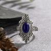 Retro Personality S925 Sterling Silver Inlaid Natural Blue Gold Kyanite Color Baotai Silver Ring Female Nepalese Style Open Ring