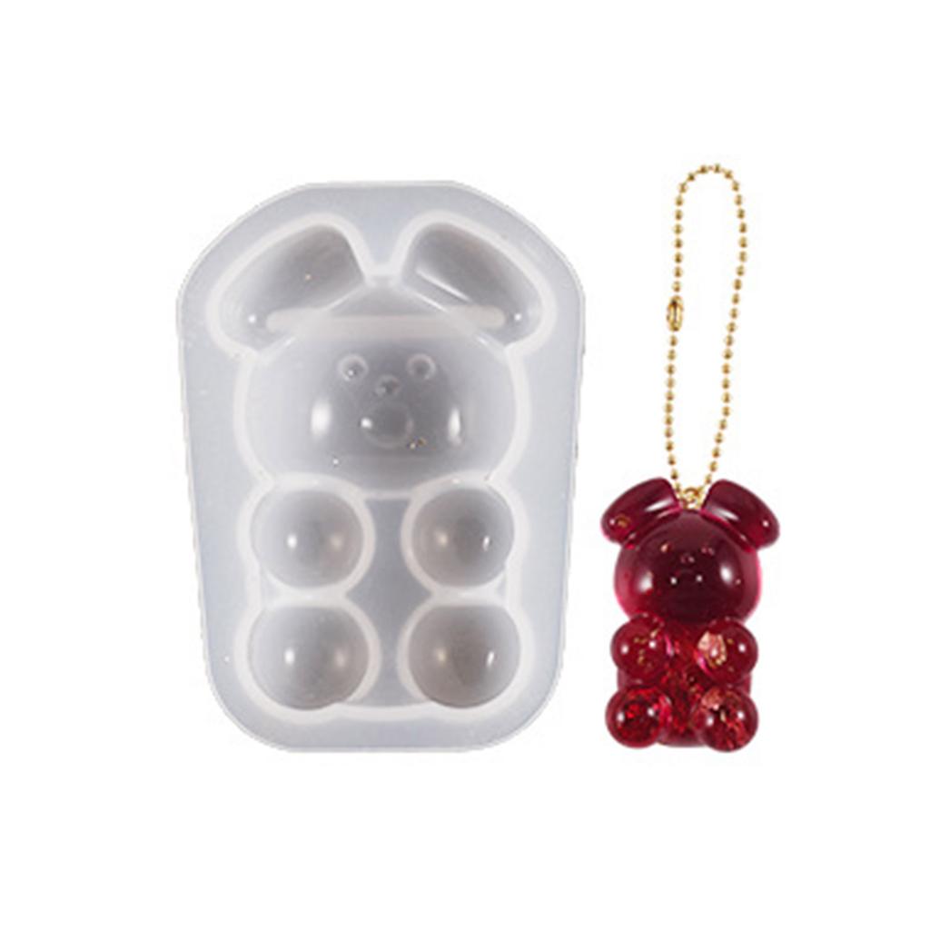 Semi-dimensional Bear Silicone Mold DIY Handmade Keychain Pendant Ornaments Crystal Epoxy Resin Molds Jewelry Crafting