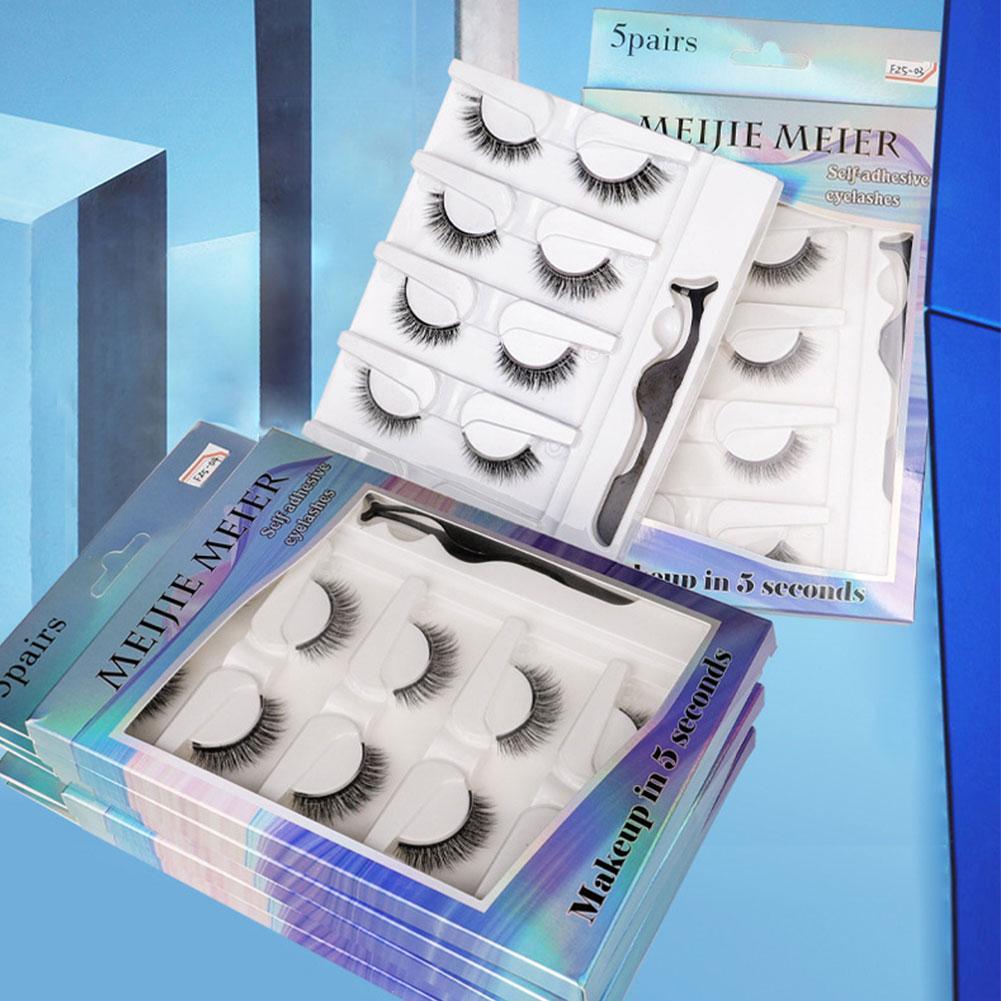 Buy 5Pairs Reusable Self Adhesive False Eyelashes With Waterproof