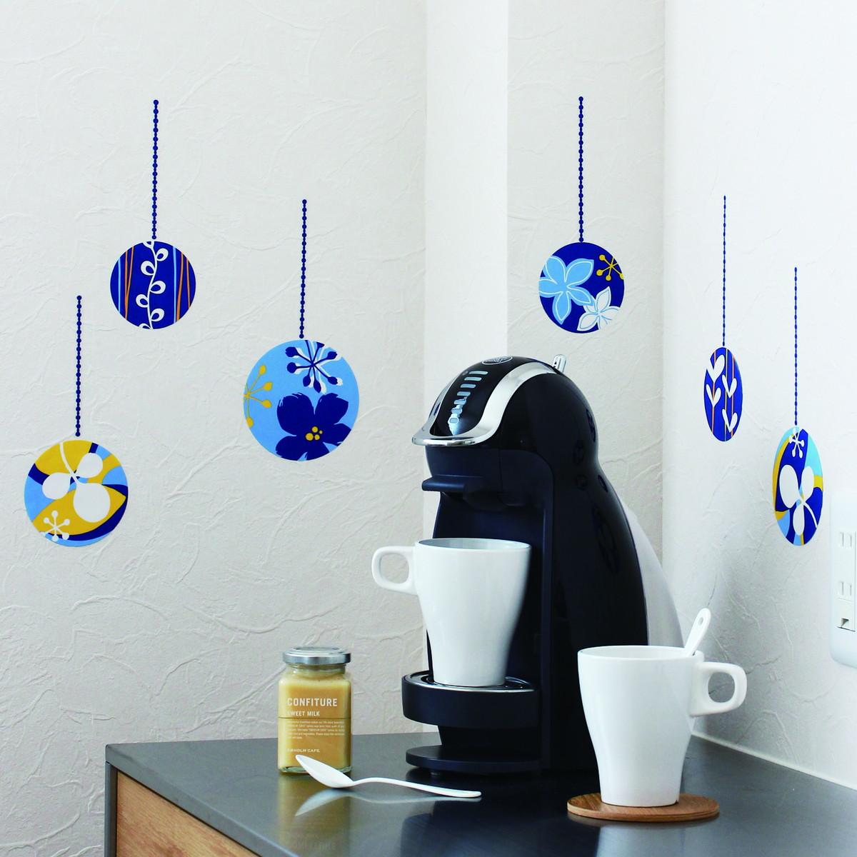 Wall Sticker, Deodorizing, Antibacterial, Peelable Scandinavian Ornament, House Gida Window Glass, Wall Sticker, Room Makeover, Stylish, Blue, Round,