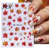 Fall Nail Decorations Autumn Maple Leaf Stickers, Self-Adhesive Leaves Decals, Decoration Supplies Women Embossed Manicure Stickers for Home and Salon