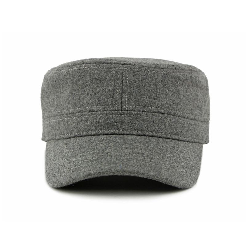 Wool Hat Men's Autumn Winter Velvet Thick Flat Hat Sunshade Hat Solid Color Peaked Cap