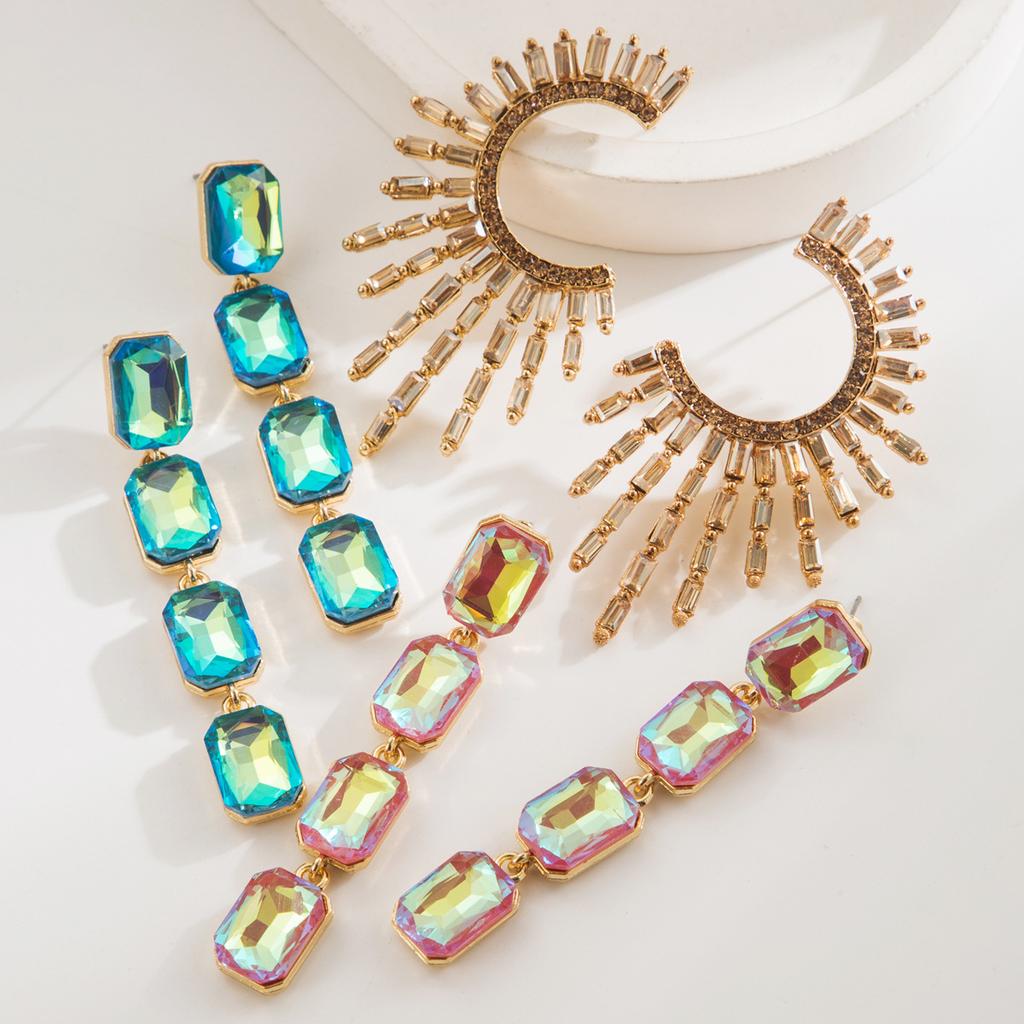 Korean Style Fashion Simple Versatile Geometric Square Long Earrings Retro C-shaped Niche Design Sense Exaggerated Earrings