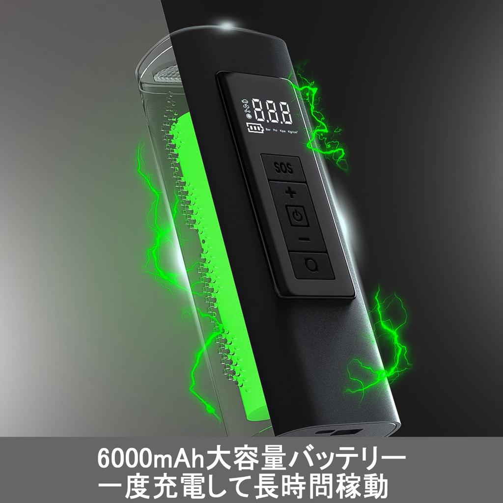 Junfire Electric Air Pump for Bicycle and Car 6000mAH Rechargeable Cordless Electric Air Maximum Pressure Auto Compatible with and Compatible with and