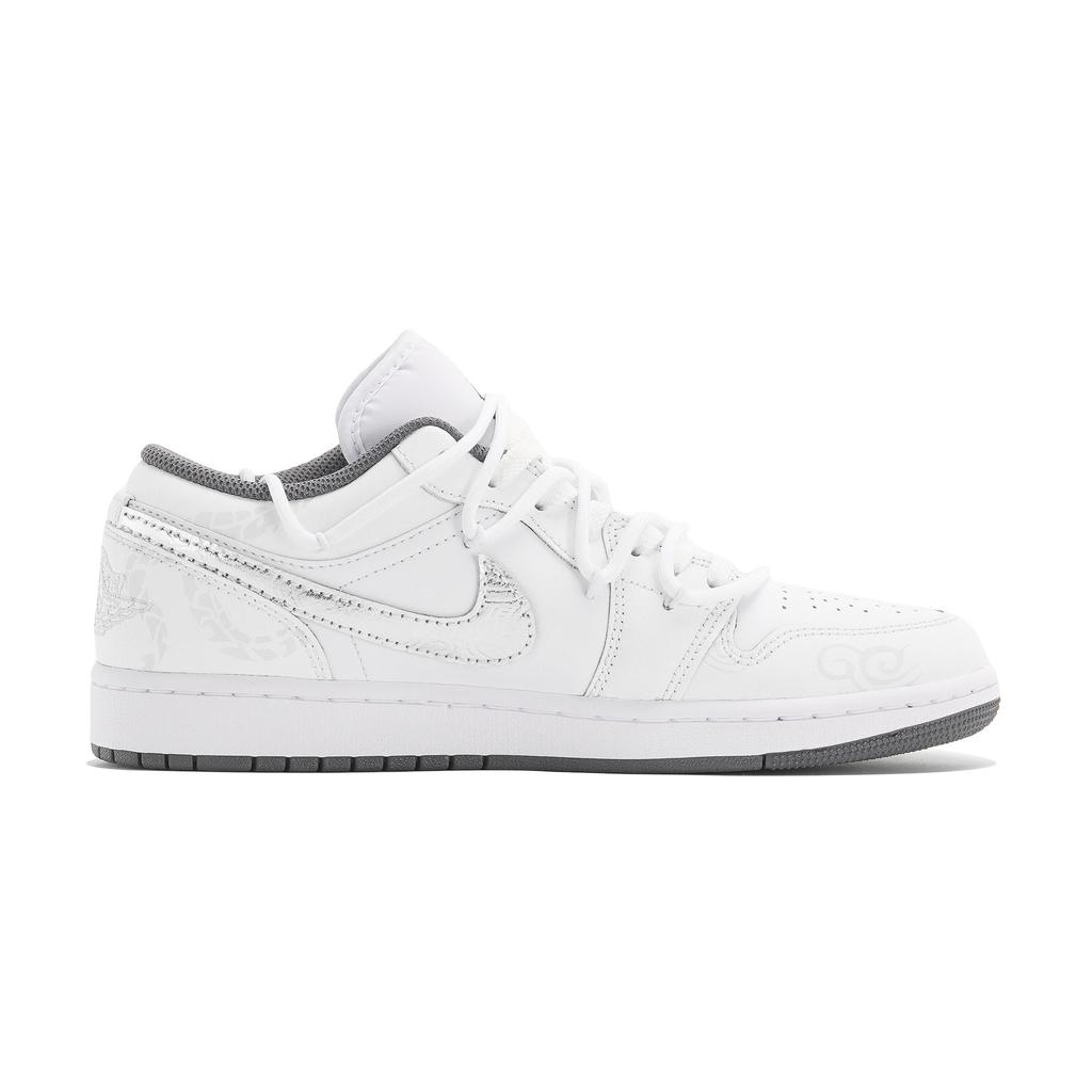 Jordan Air Jordan 1 Abrasion Resistant Abrasion Resistant Low Top Vintage Basketball Shoes Unisex White 553558-152(Team210)