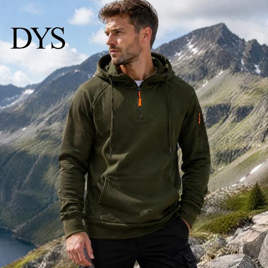 Versatile Active Top for Cycling Men's Quarter Zip Up Hoodies, Long Sleeve Hooded Sweatshirt, Warm Sweatshirt School Daily Wear Casual Fall