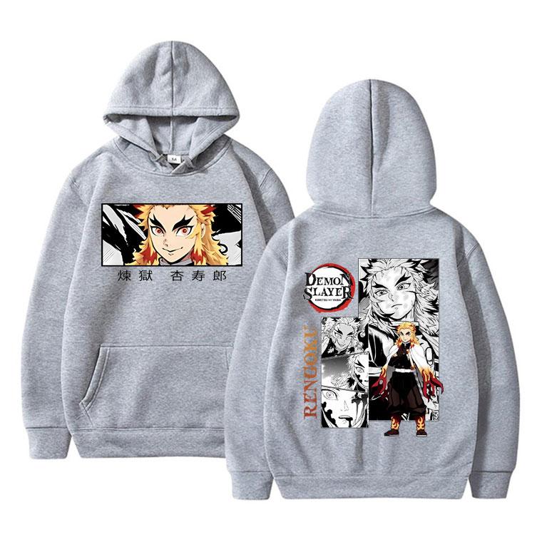 Аниме Demon Slayer Rengoku Kyoujurou двусторонняя толстовка с принтом пальто унисекс — фото 5