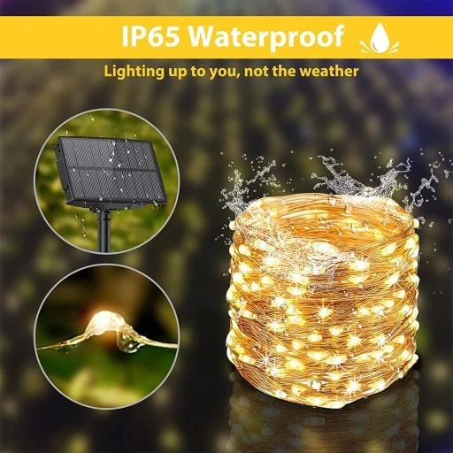 2Szt Girlanda Solarna Lampki Ogrodowe Druciki 100Led 10M + Usb