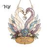 Anniversary Present for Wife Stained Glass Style Swan Pendant, Decorative Acrylic Suncatcher Window Car Garden Patio Sun Catcher And Christmas