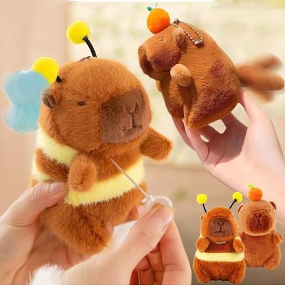 12Pcs Cartoon Capybara Pendant Capybara Drawing Jitterbug Wings Bee Water Dolphin Keychain Plush Bee Doll Bag Hanging Ornaments