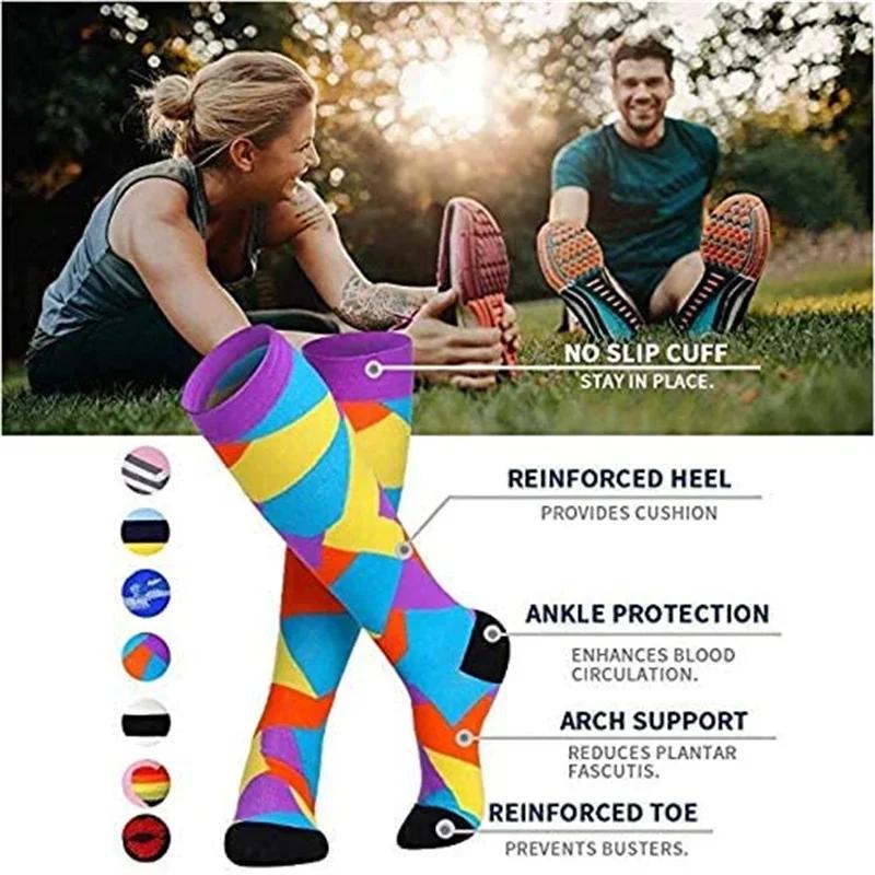 4 Pairs Women Men Compression Socks Stockings Elastic Sports Beautiful Leg Running Nurse Outdoor Climbing Cycling Socks Gym
