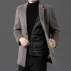 Men's Mid-Length Double-Sided Cashmere Coat with Detachable Down Liner, Casual Wool Suit for Middle-Aged