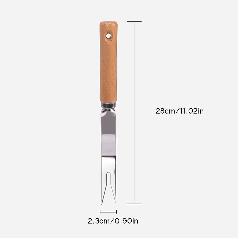 Hand Weeding Fork Manual Weed Extractor Stainless Steel Grass Remover with Long Prongs and Ergonomic Handle