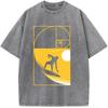 Math Geometry Surfing Unisex Washed T-Shirt Novelty Cotton Summer O-Neck Bleached Tshirt Funny Casual Loose Bleach Tops