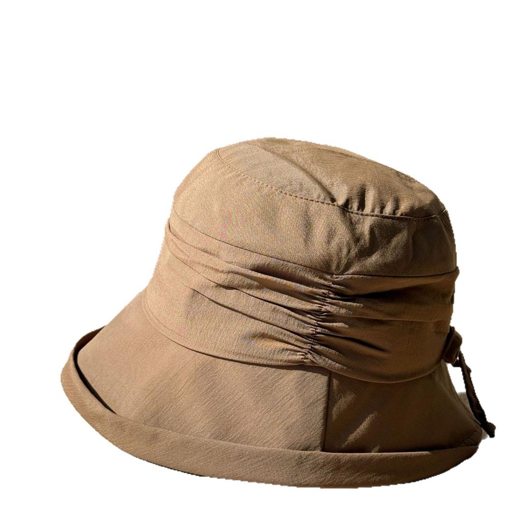 Spring and Summer New Sun Hat Children Versatile Pleated Bow Big Eaves Bucket Hat Small Face Foldable Basin Hat Tide