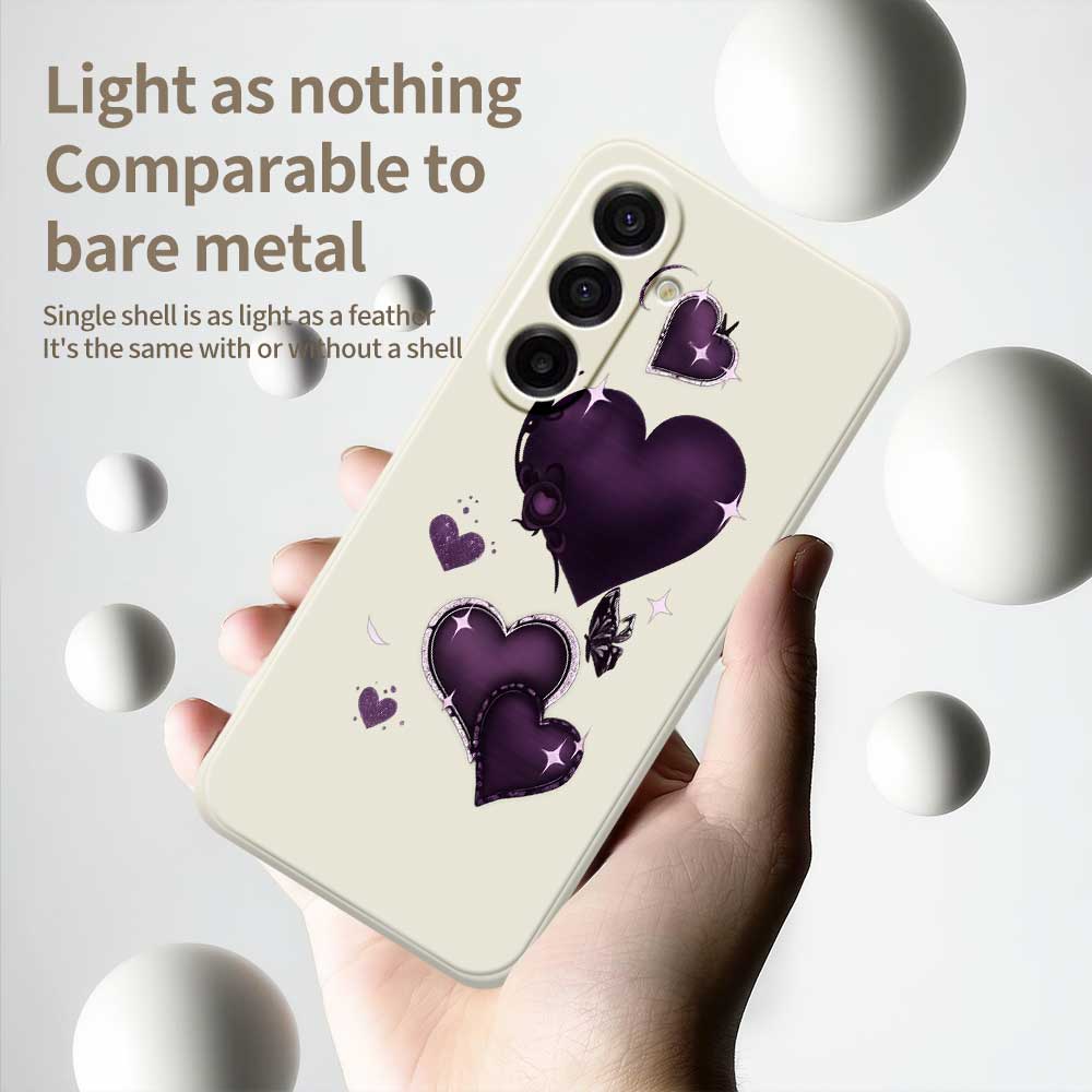 For Samsung Galaxy A17 5G Case Purple Love Pattern Printing Straight Edge TPU Phone Back Cover