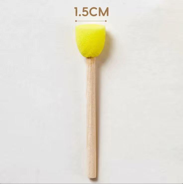 Children s DIY Wooden Handle Mushroom Sponge Paint Brush 4-piece Sponge Brush Set