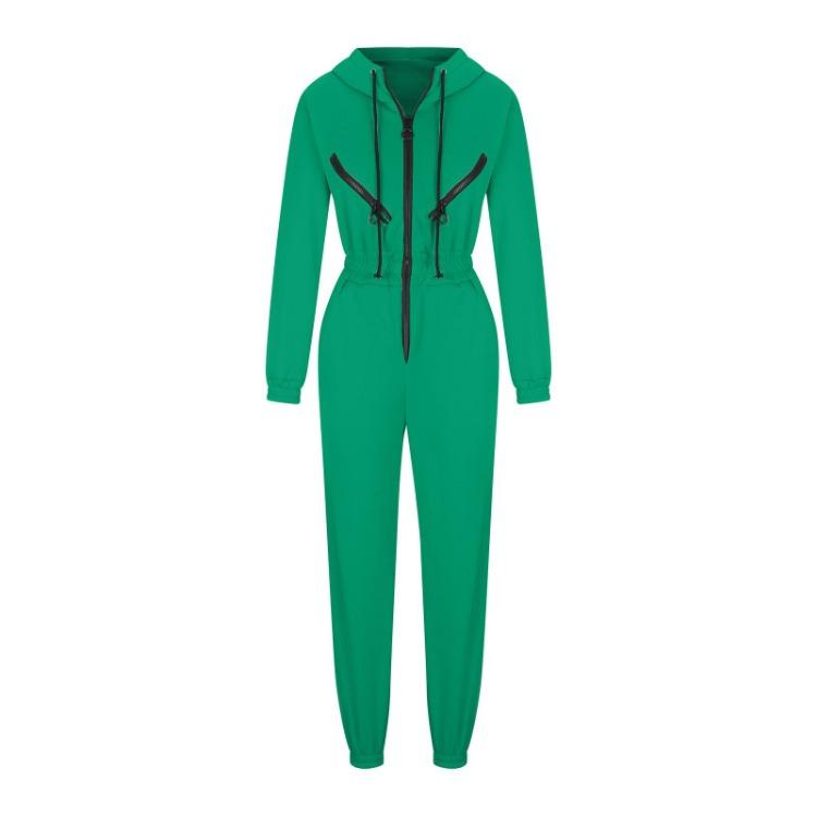 Women Autumn Winter Solid Color Hooded Bodysuit Top with Wide Leg Pants Loose Long Sleeve O Neck Hoodies Suit