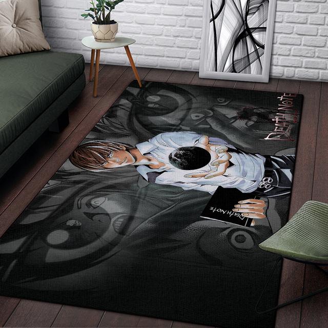 Alfombra de Anime Death Note para sala de estar, decoraciones de lujo para el hogar, dormitorio, mesita de noche, sala de juegos, alfombras grandes, alfombra antideslizante